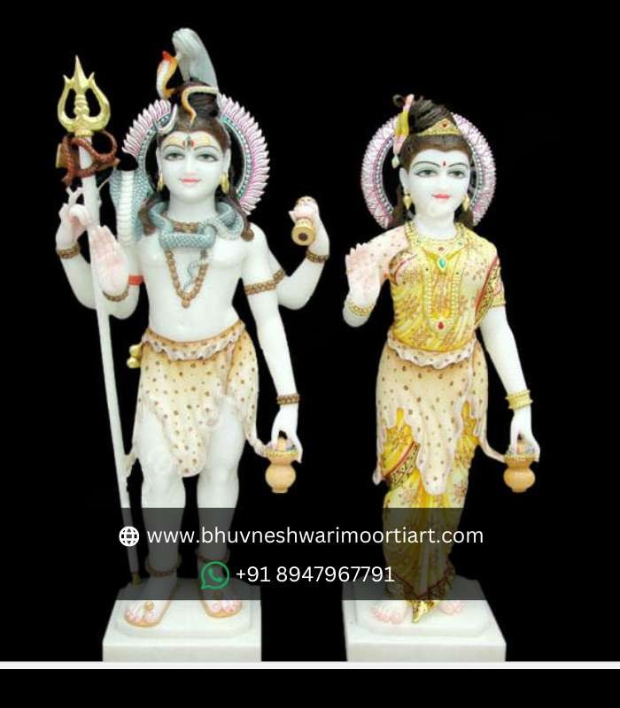 Standing Shiv Parvati Marble Statue